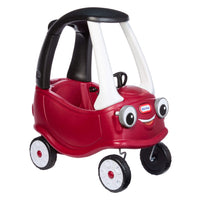Berry color Cozy Coupe body with black roof, white pillars and white hubcaps on a white background