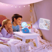 Kids watching the story on the wall