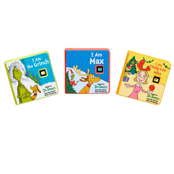 Three Dr. Seuss-themed books on a white background