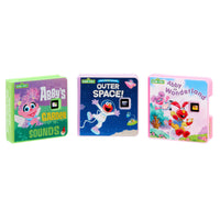 Three Sesame Street books on a white background