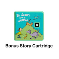 Dr. Seuss's Book of Animals bonus story cartridge on a white background