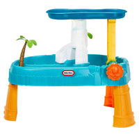 Toy water table with palm tree and bamboo design on a white background
