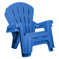 Two blue chairs stacked on a white background
