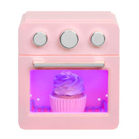 Pink-purple light in oven on a white background