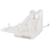 A white inflatable pool slide with a side entry point, a slide, shown against a plain white background.