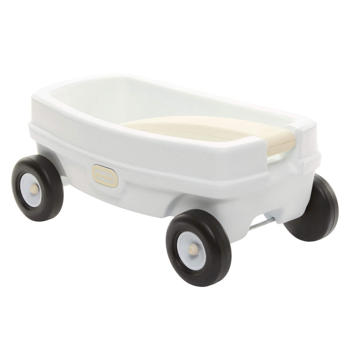 White wagon with with the beige handle folded inside the wagon on a white background