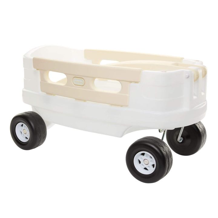 White wagon with beige removable side rails on a white background