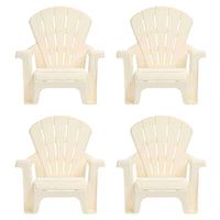 Four, kids, white Adirondack chairs on a white background
