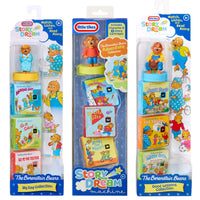 Three Little Tikes Story Dream Machine Berenstain Bear book packages shown side by side on a white background. Each package contains a character and and a three-book set.