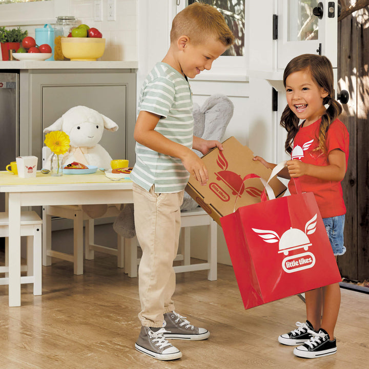girl playing a delivery person